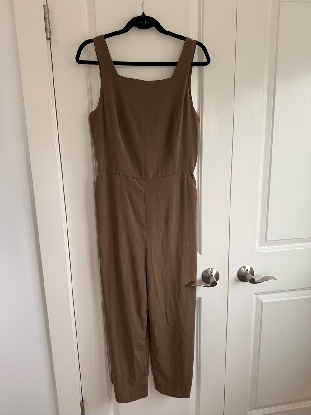Dynamite Brown Square-Neck Wide-Strap Jumpsuit